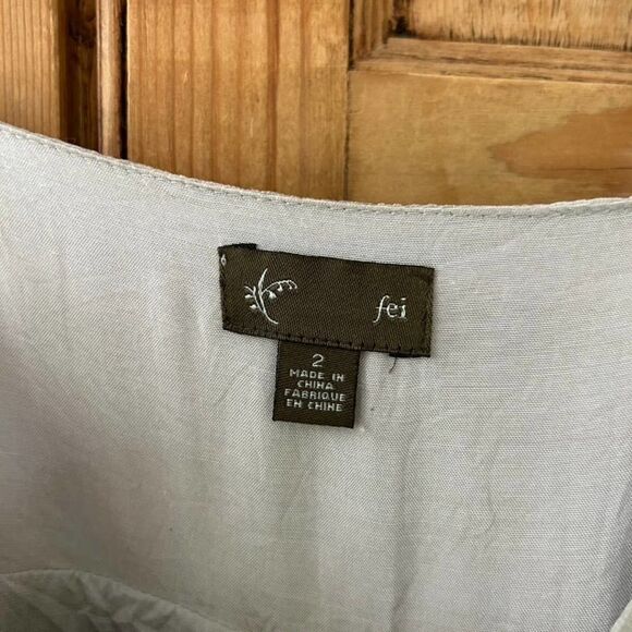 Women's Fei 2 Dress Gray Silk Anthropologie Watercolor Terrace Empire Bodice - Picture 10 of 11